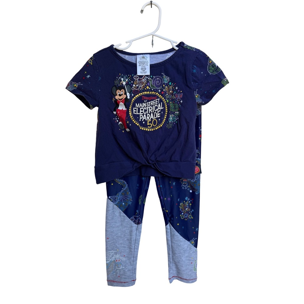 Disneyland Main Street Electrical Parade Set Top‎ Pants Girls Glow Dark Size 5/6